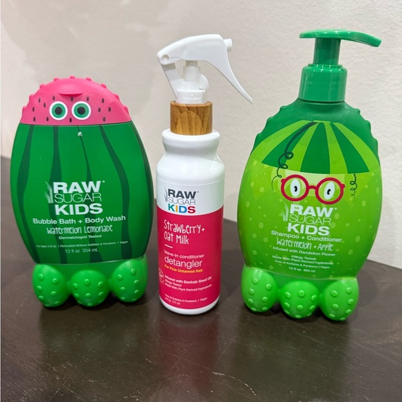 Raw Sugar Kids Hair and Bath Set- bubble bath, leave-in conditioner, shampoo - Picture 1 of 3